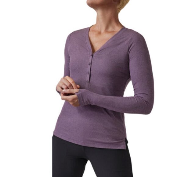 ATHLETA Untempo Ribbed Henley Top In Regal Plum Size S - Picture 1 of 6